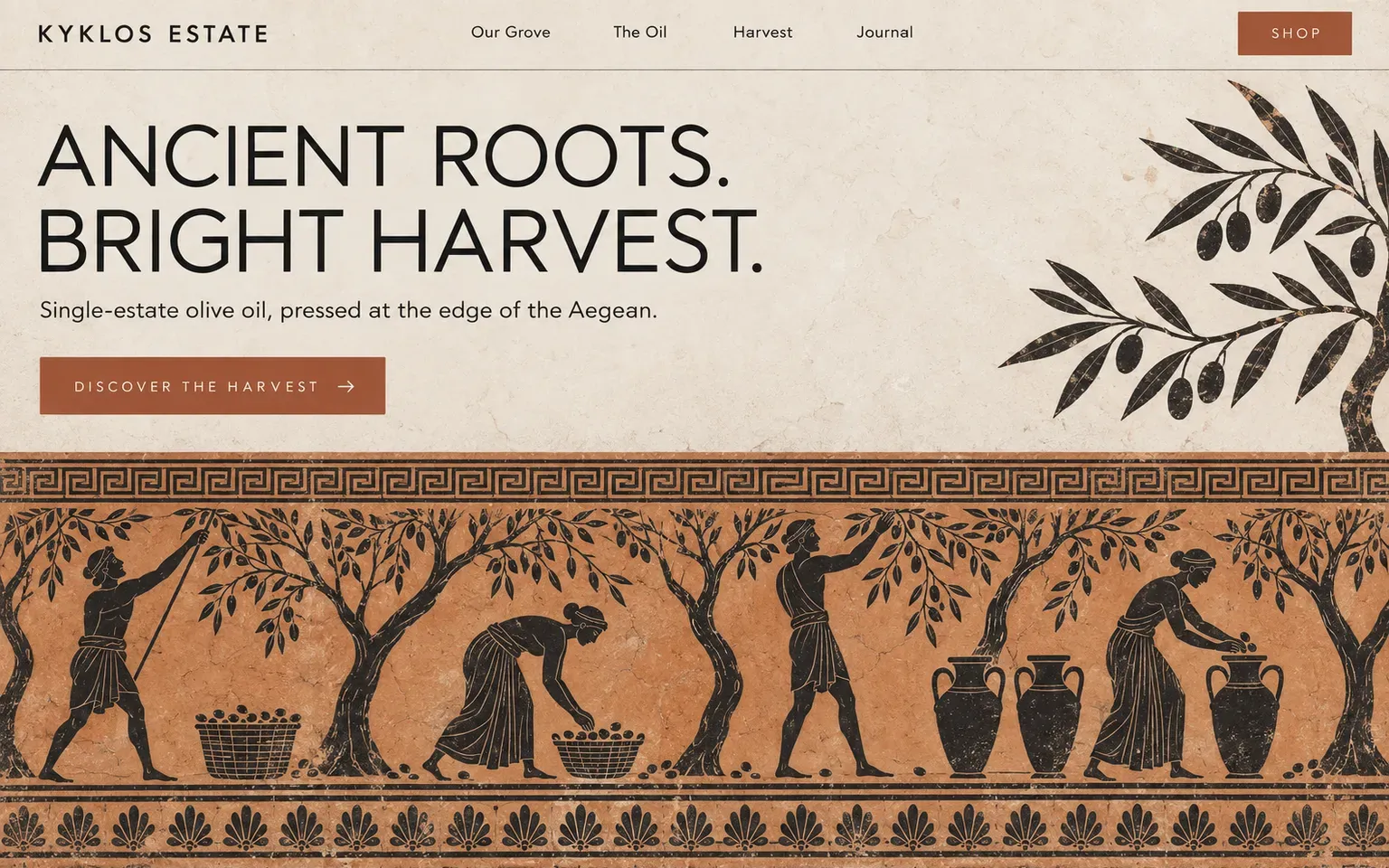 Example website whose artwork is greek black-figure vase painting