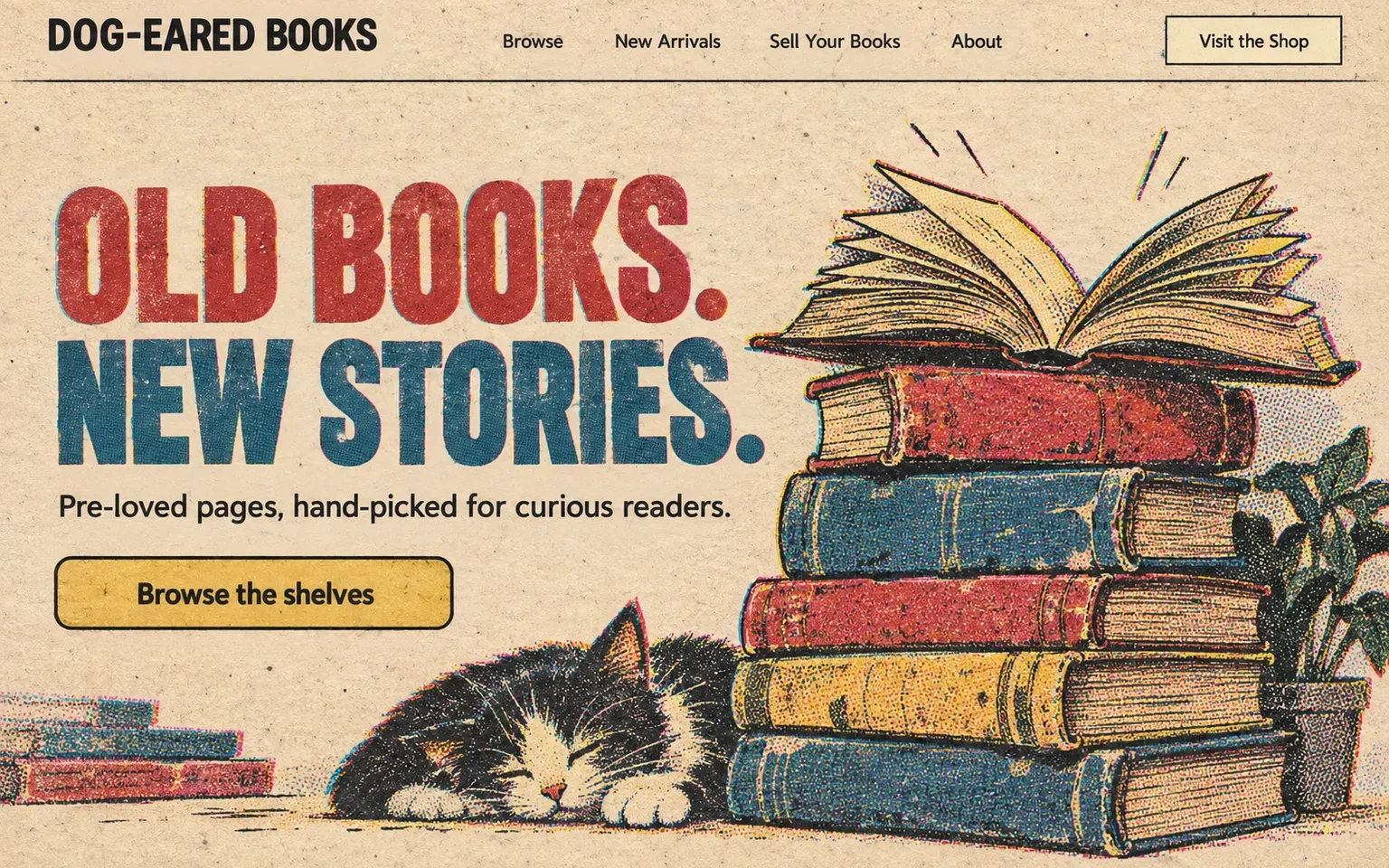Example website whose artwork is cheap newsprint comic printing