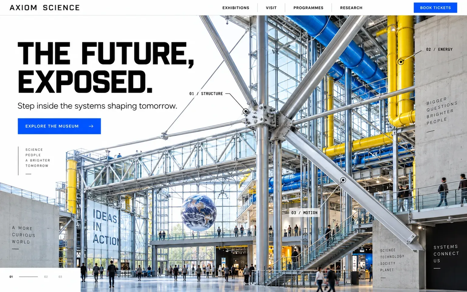 Example website designed in the High-tech architecture in the Rogers and Foster manner style