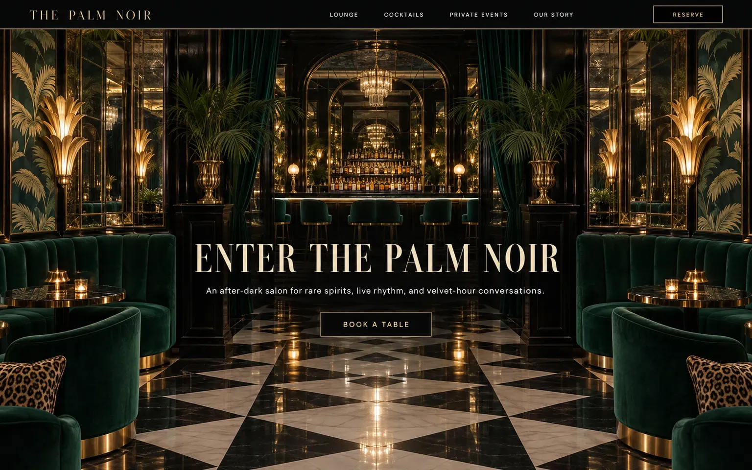 Example website designed in the Hollywood Regency style