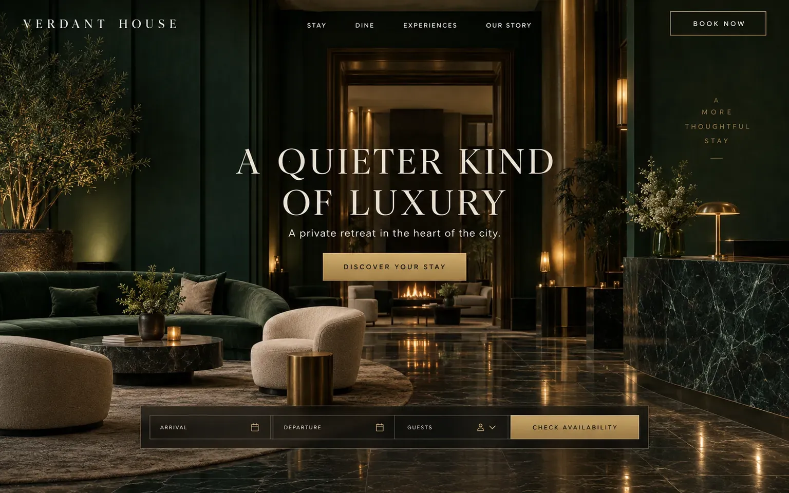 Example website for a boutique hotel