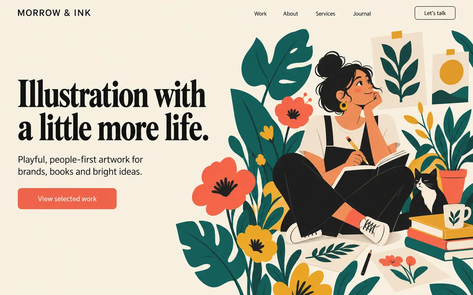 Example website for a freelance illustrator's portfolio