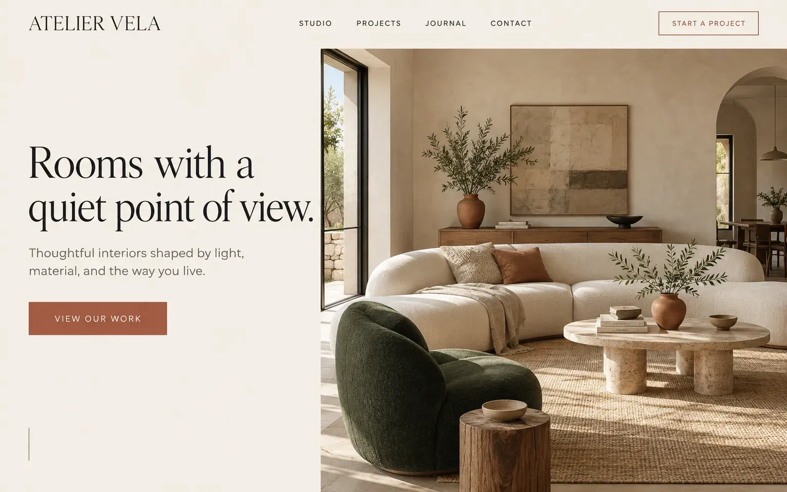 Example website for a interior design studio