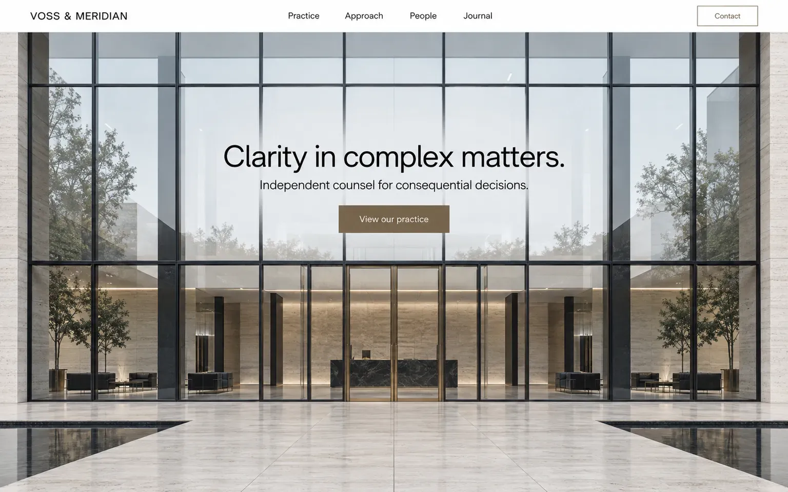 Example website designed in the International Style of Mies style