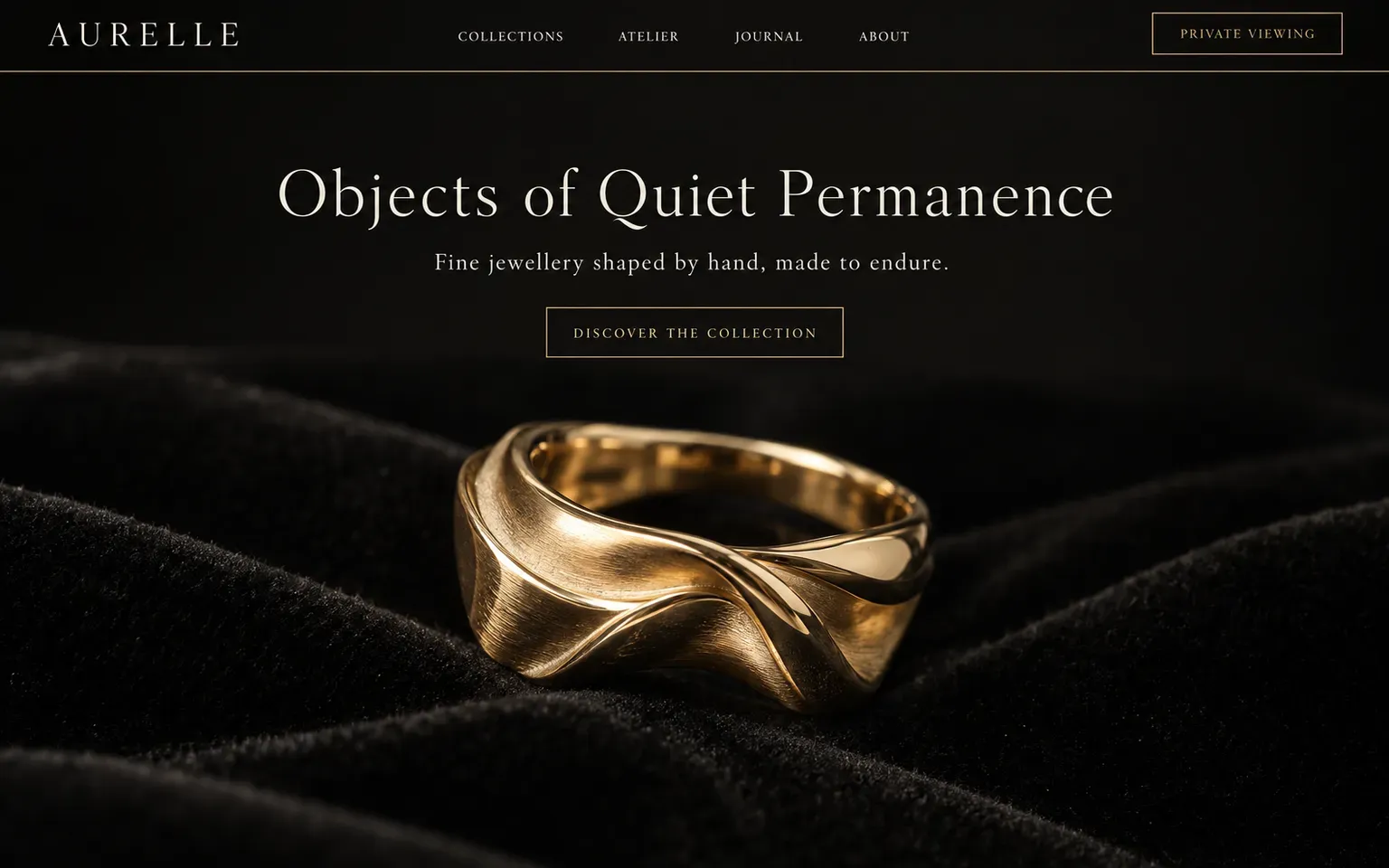 Example website for a fine jewellery designer