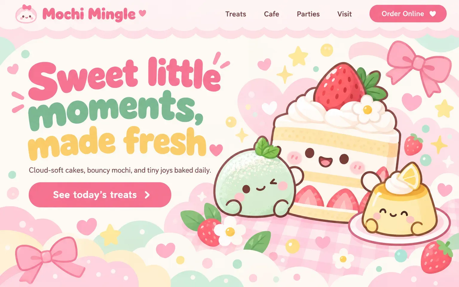 Example website designed in the Japanese kawaii style