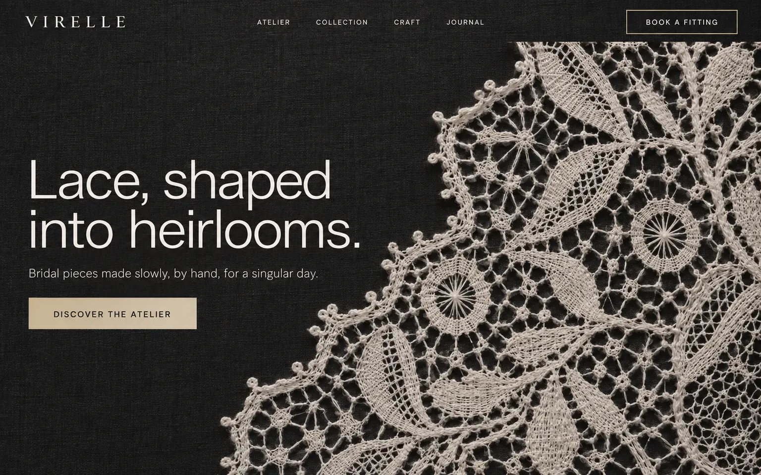 Example website whose artwork is bobbin lace