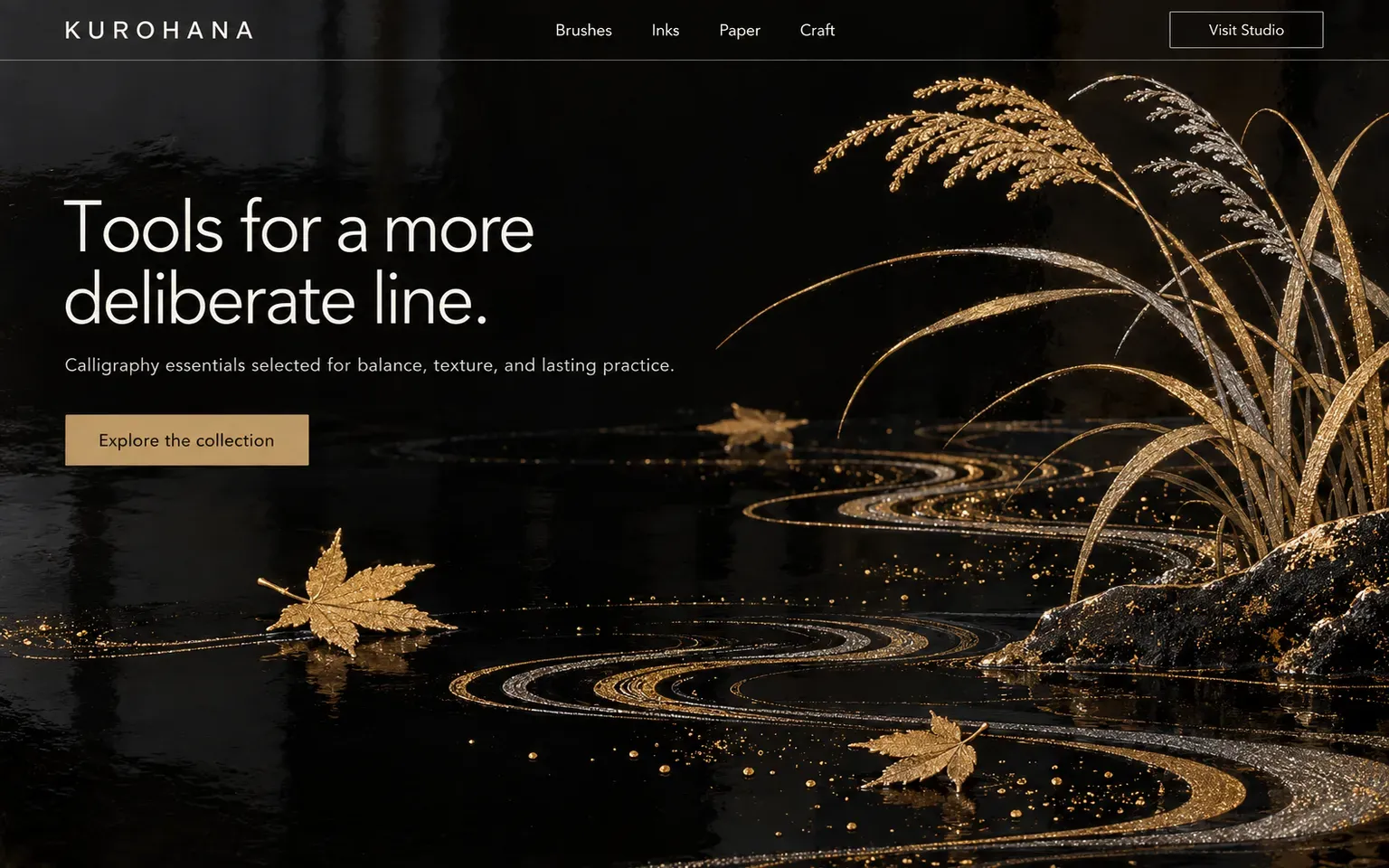 Example website whose artwork is maki-e lacquer