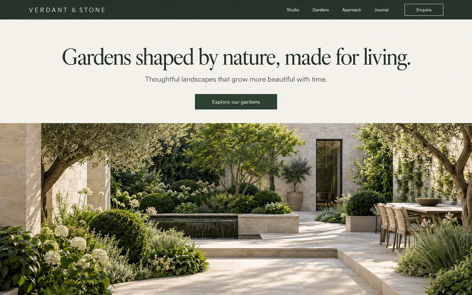Example website for a garden design and landscaping studio