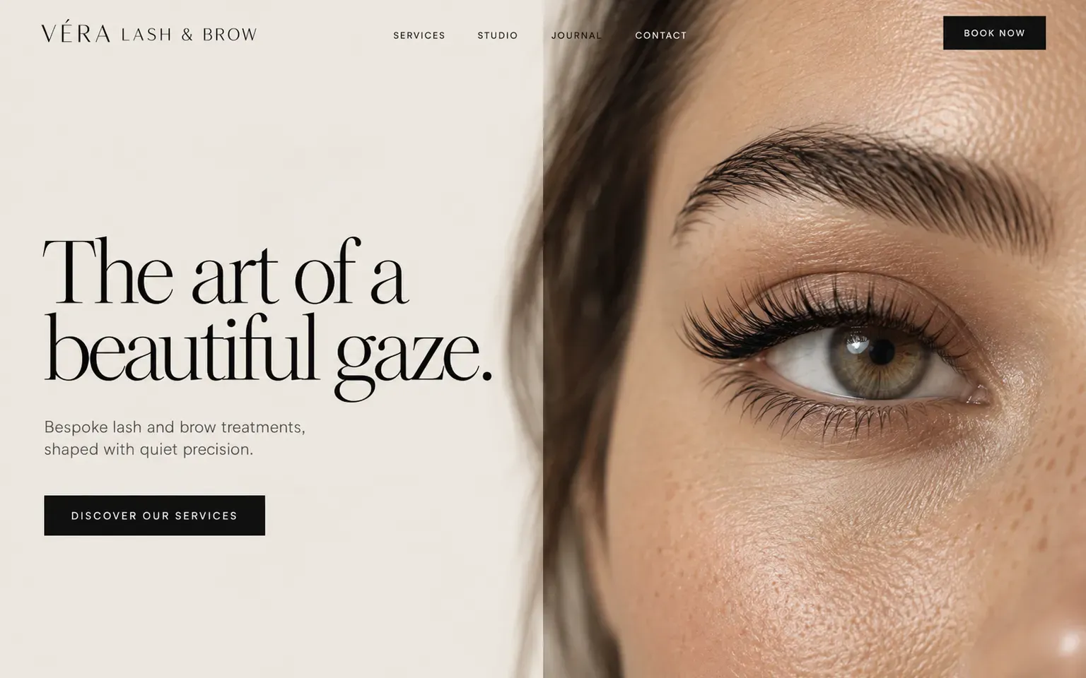 Example website for a lash and brow studio