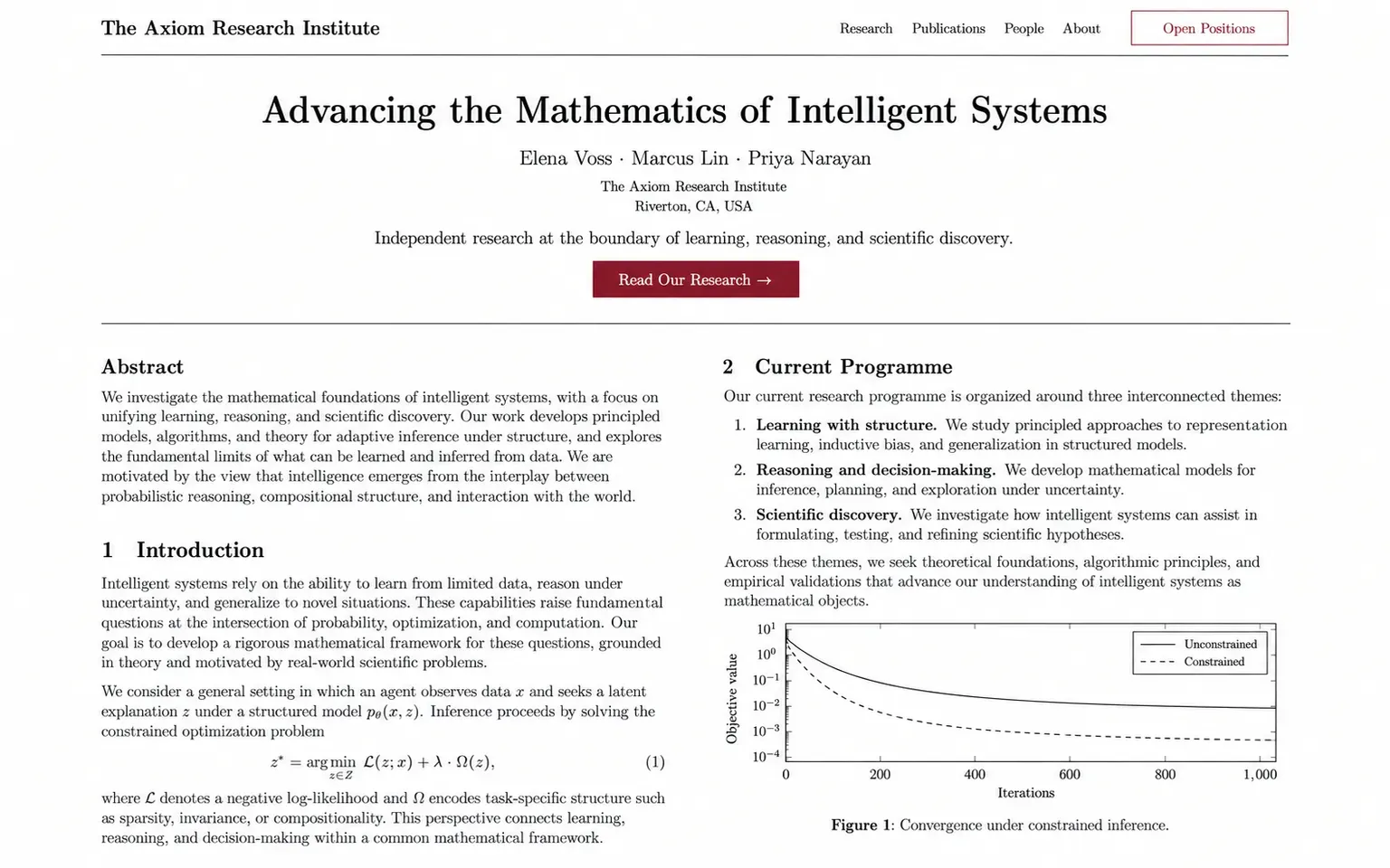 Example website designed in the Academic LaTeX paper style