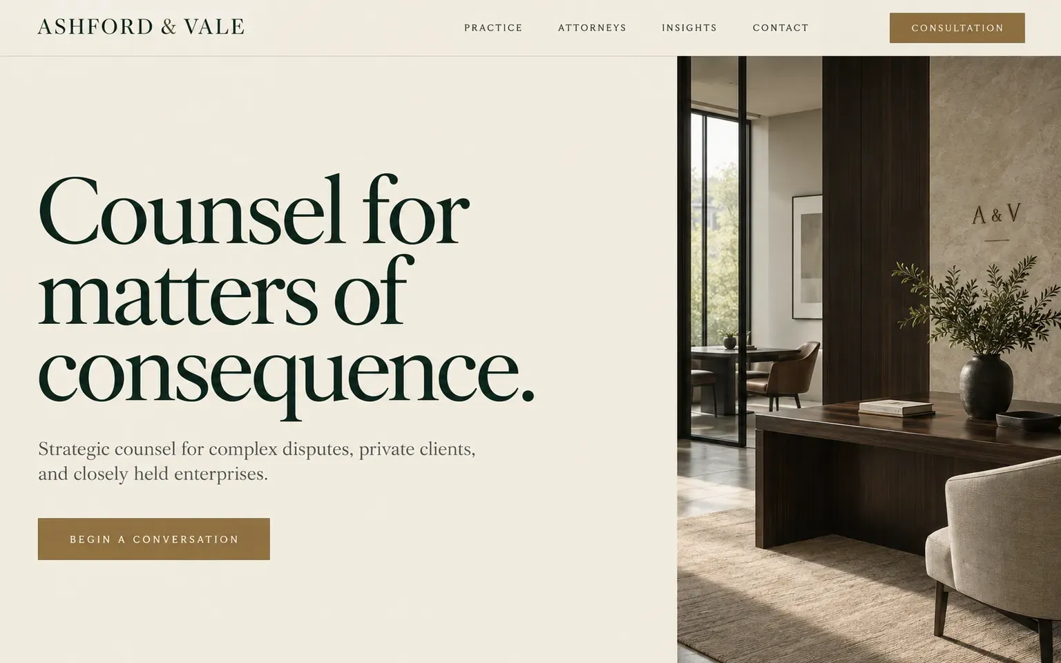Example website for a boutique law practice