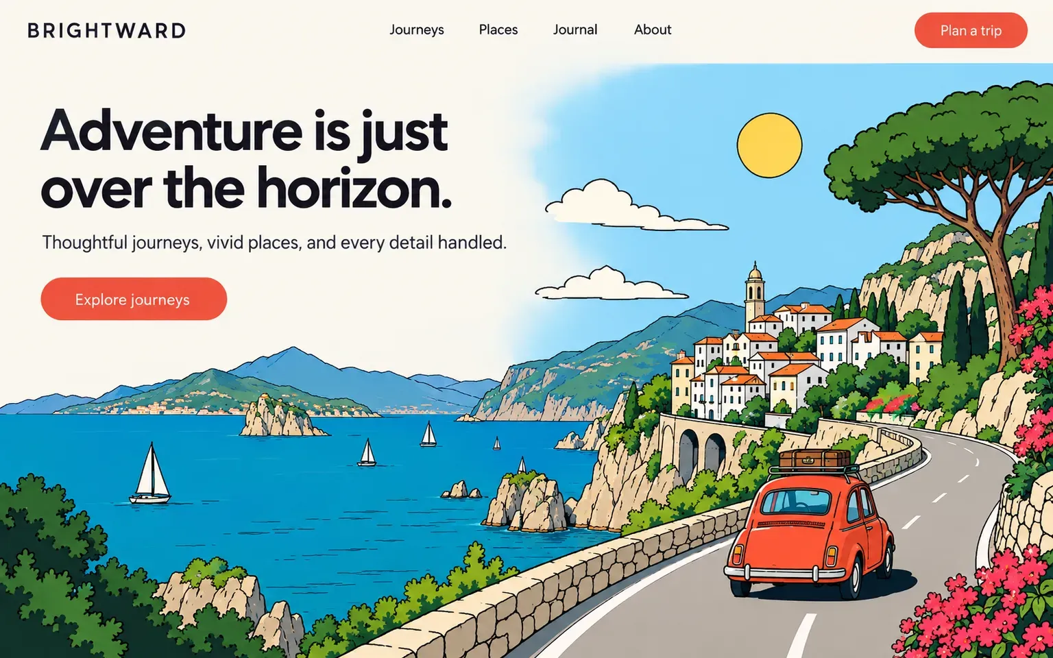 Example website whose artwork is franco-belgian ligne claire