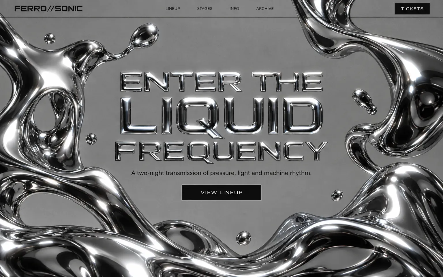 Example website designed in the Liquid chrome style