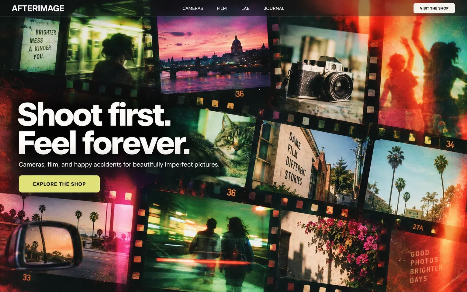 Example website designed in the Lomography style