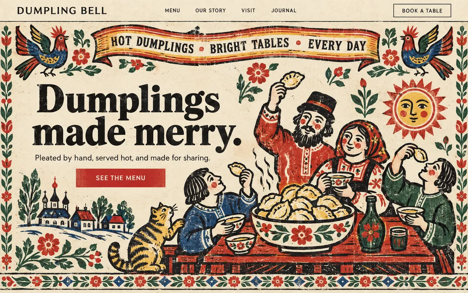 Example website whose artwork is russian lubok woodcut broadside
