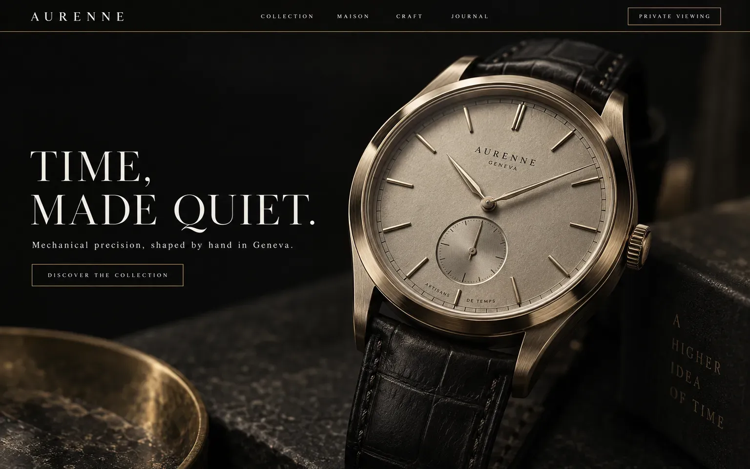 Example website designed in the Modern luxury brand look style