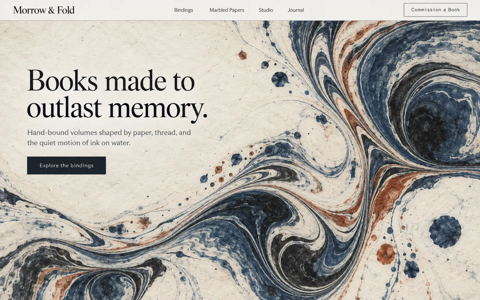 Example website whose artwork is suminagashi paper marbling