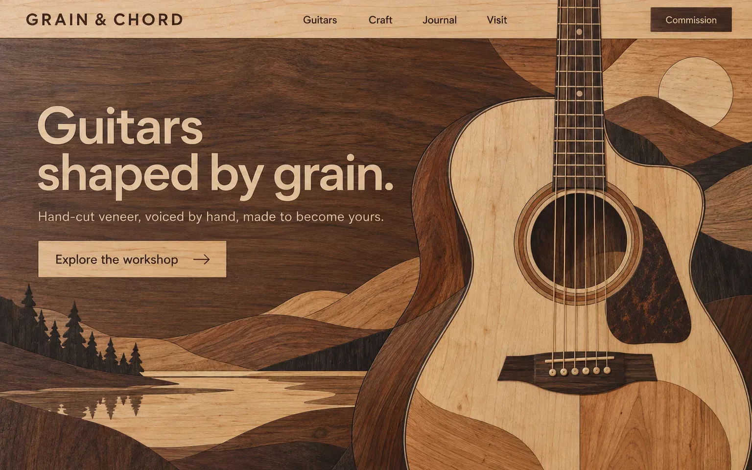 Example website whose artwork is wood marquetry