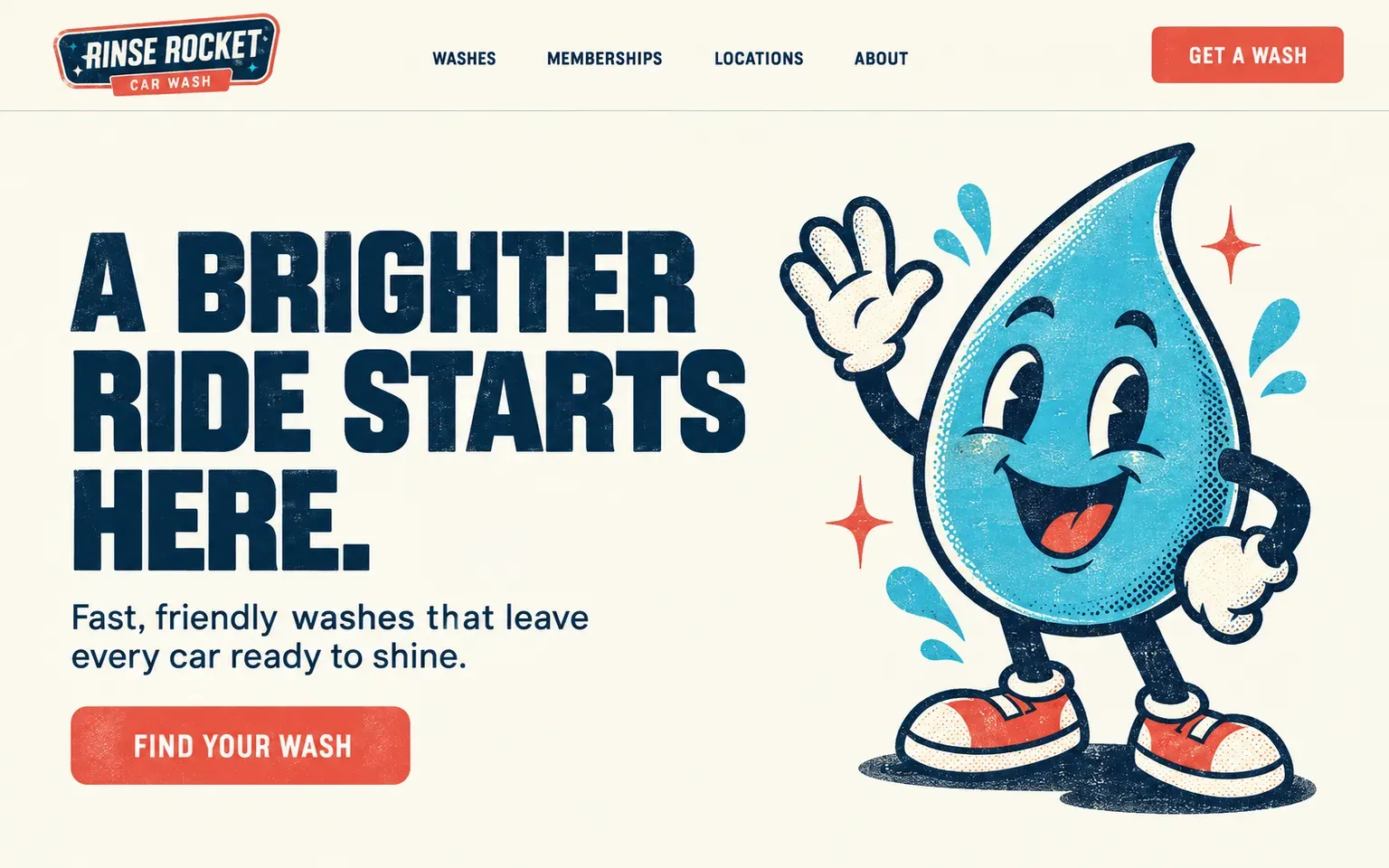 Example website whose artwork is classic brand mascot illustration