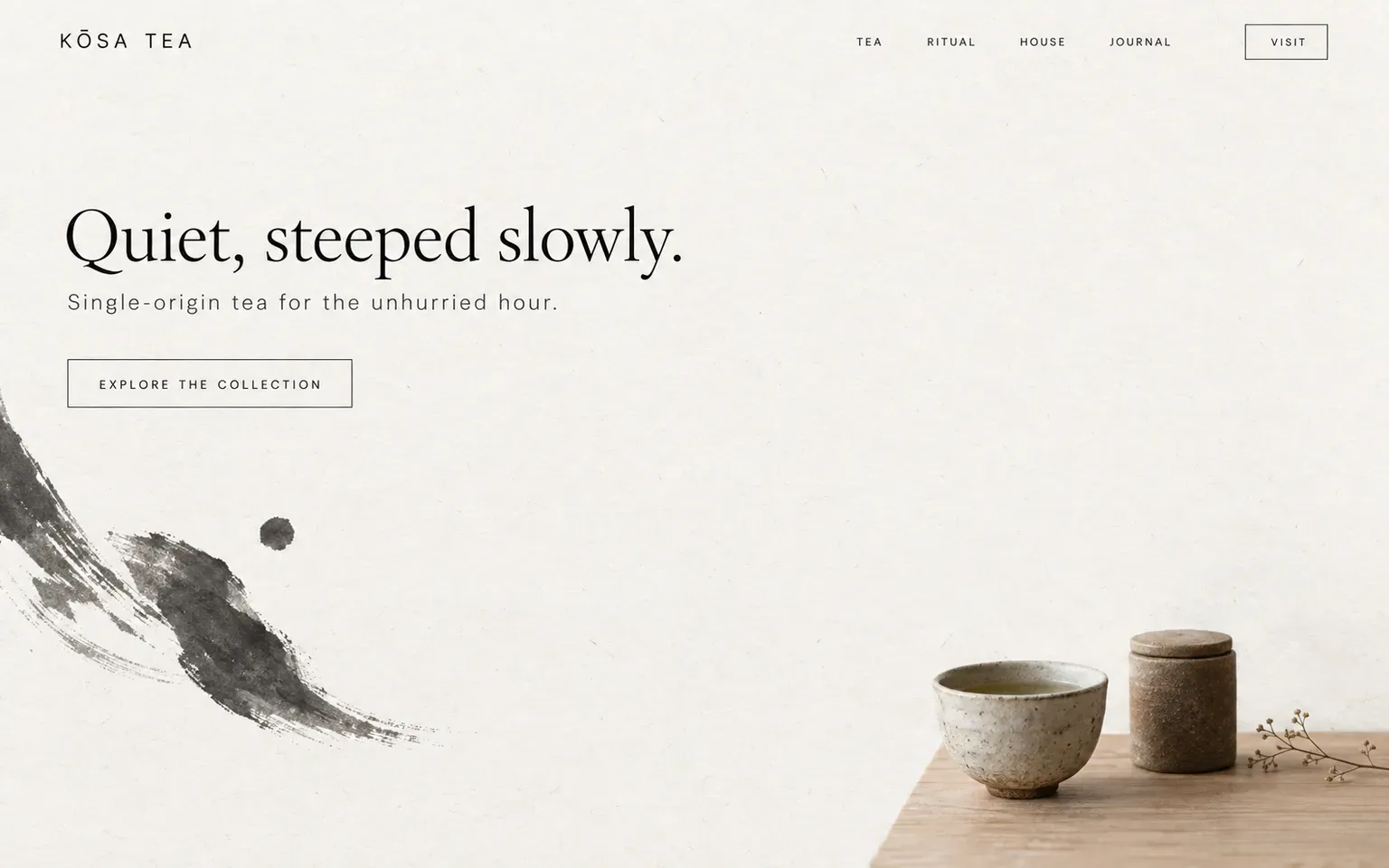 Example website designed in the Japanese minimalism style