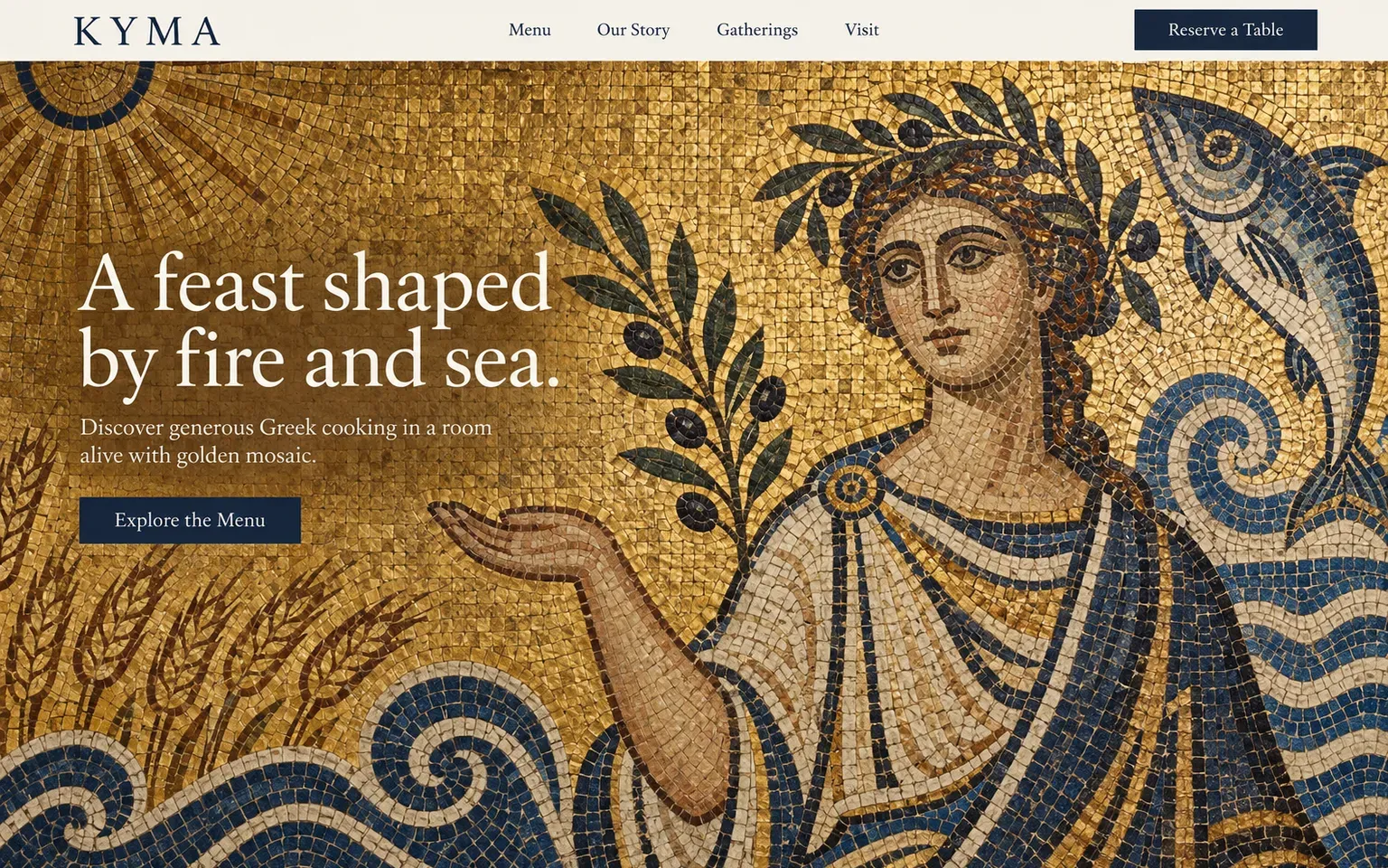 Example website whose artwork is byzantine mosaic