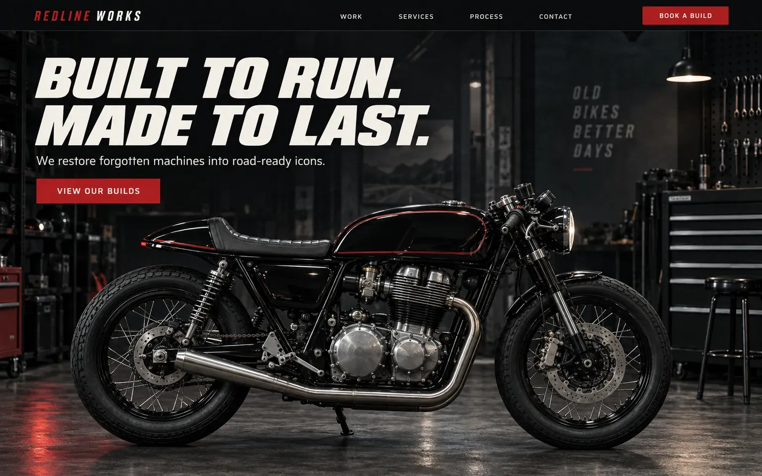 Example website for a motorcycle workshop