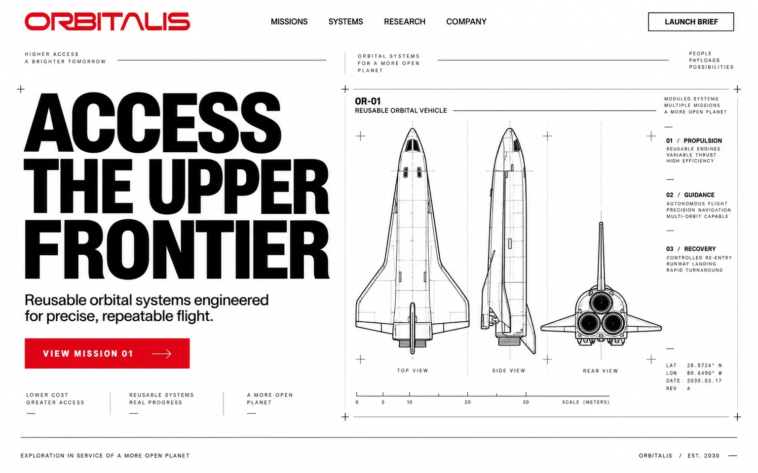 Example website designed in the NASA Graphics Standards Manual style