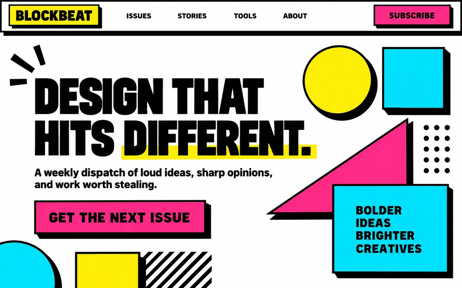 Example website designed in the Web neobrutalism style
