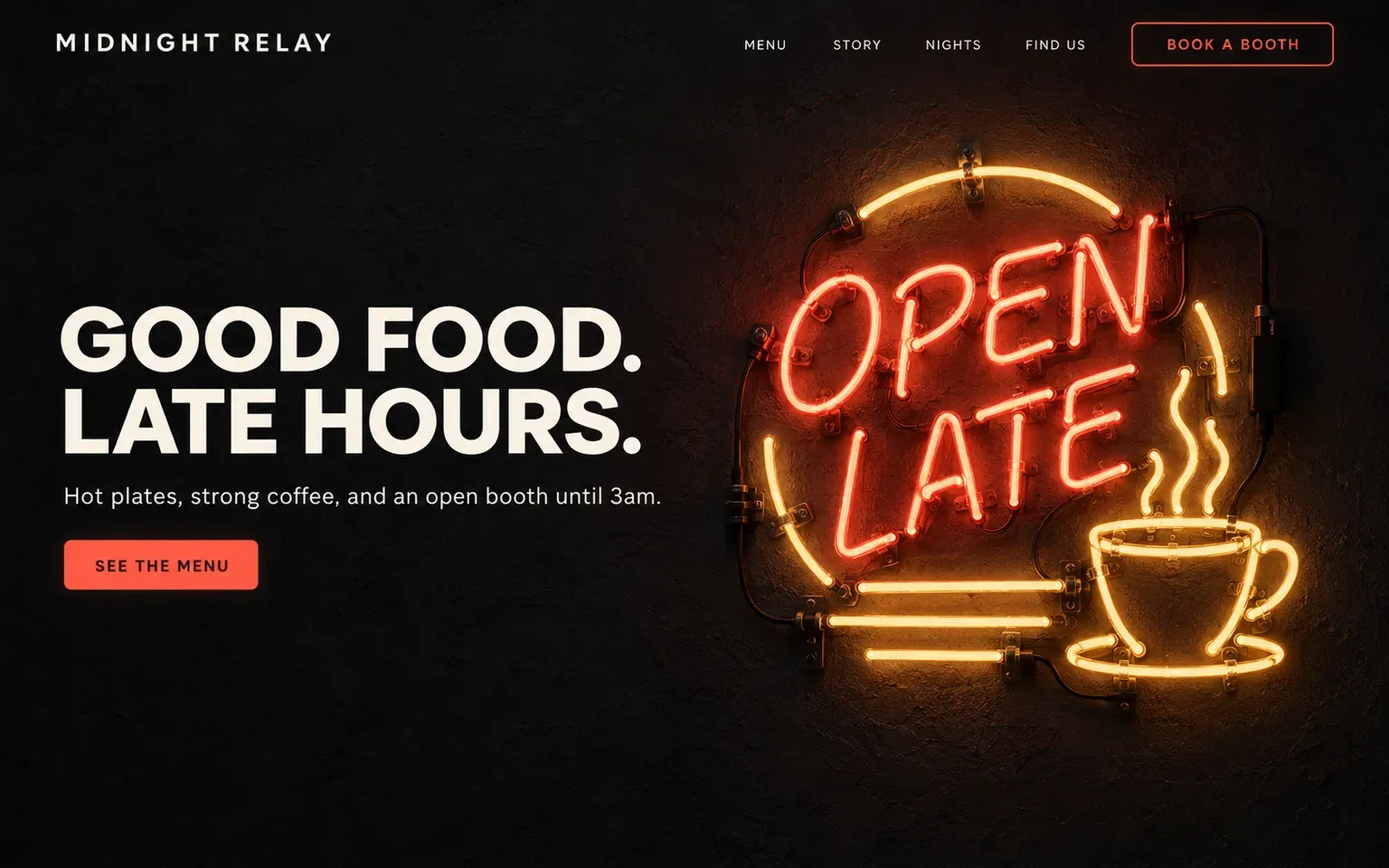 Example website whose artwork is bent neon tube signage