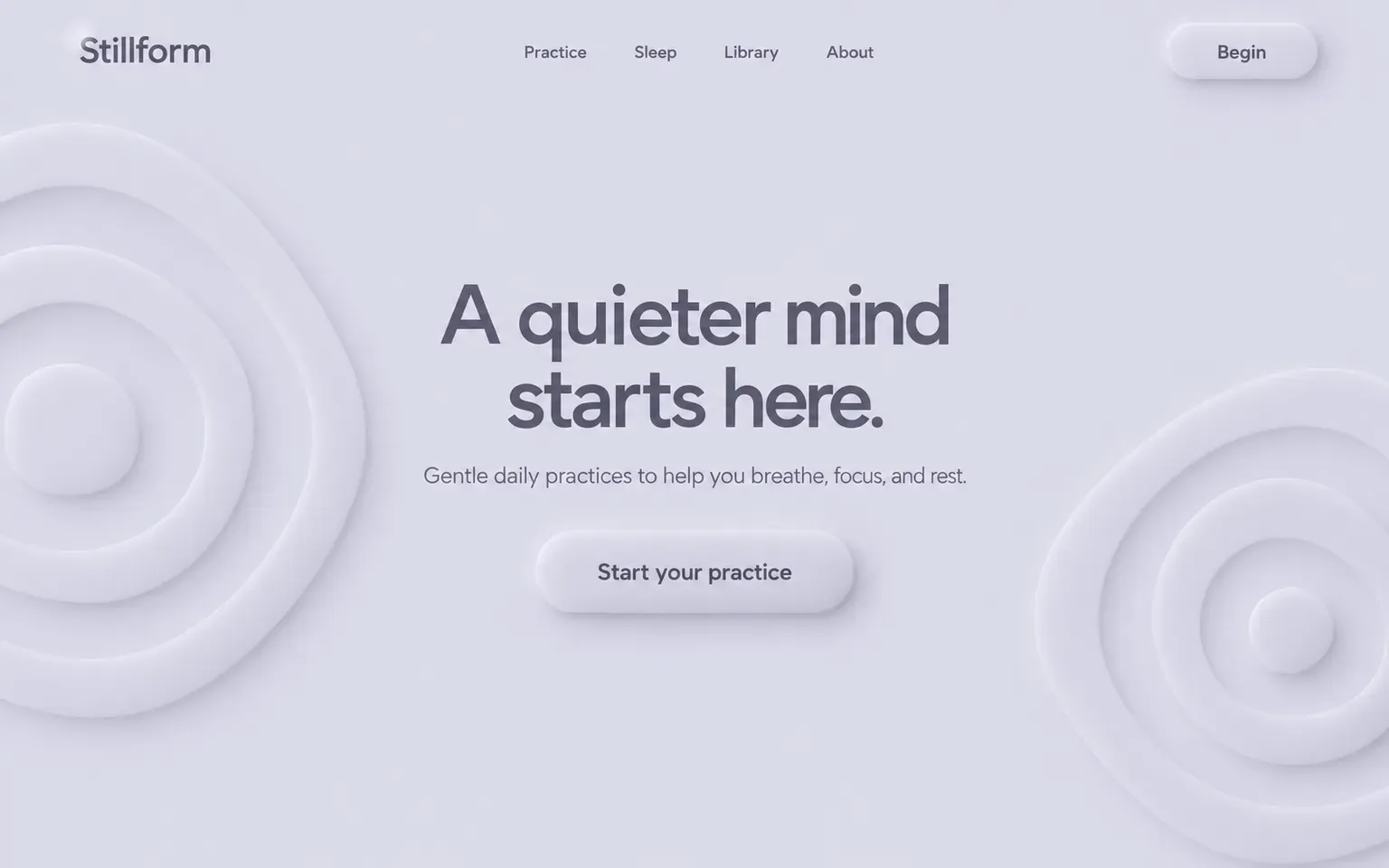 Example website designed in the Neumorphism style