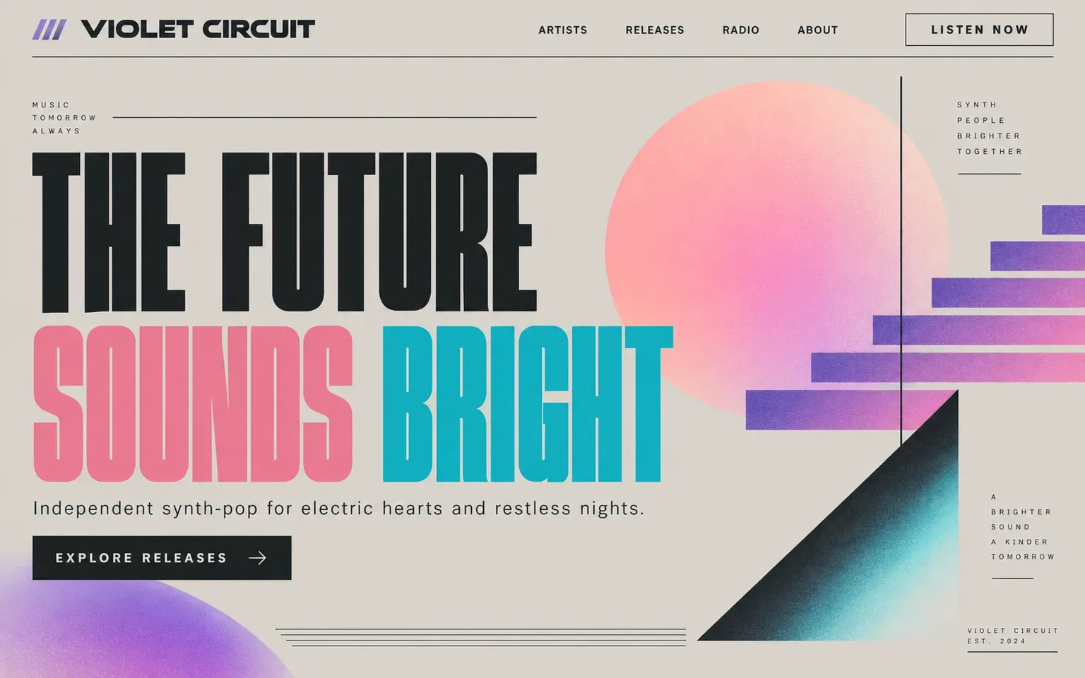 Example website designed in the 1980s New Wave typography style