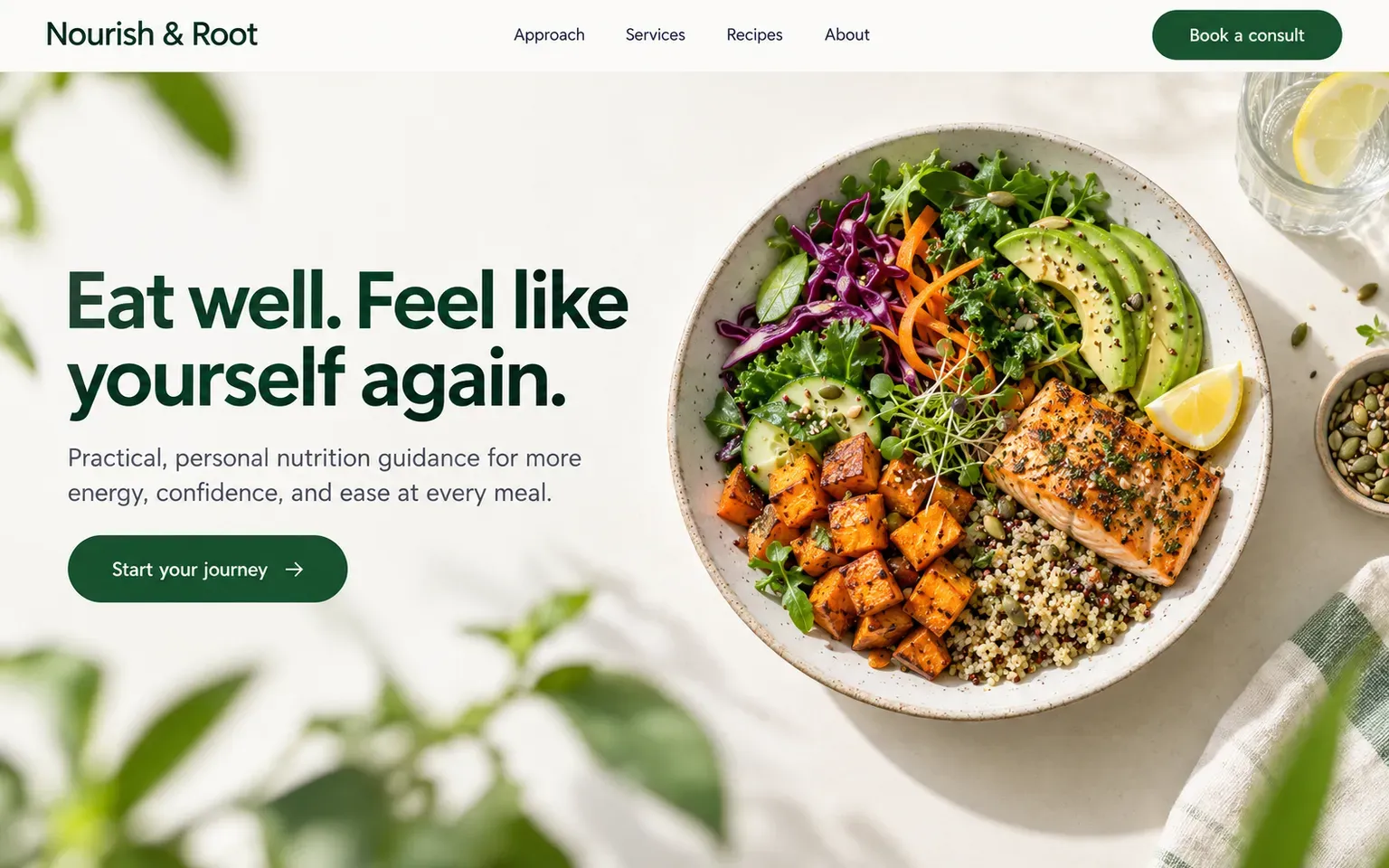 Example website for a nutrition and dietetics practice