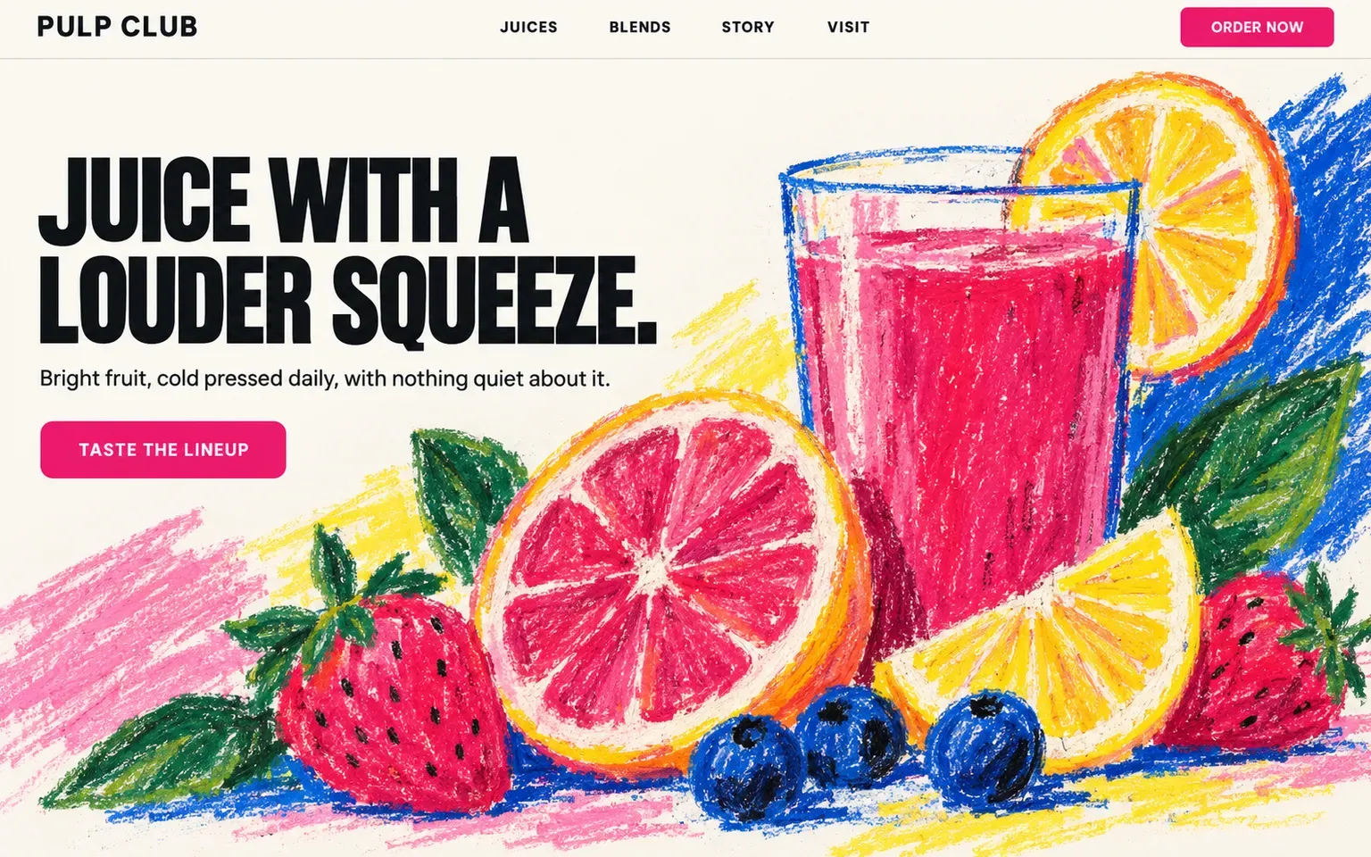Example website whose artwork is oil pastel
