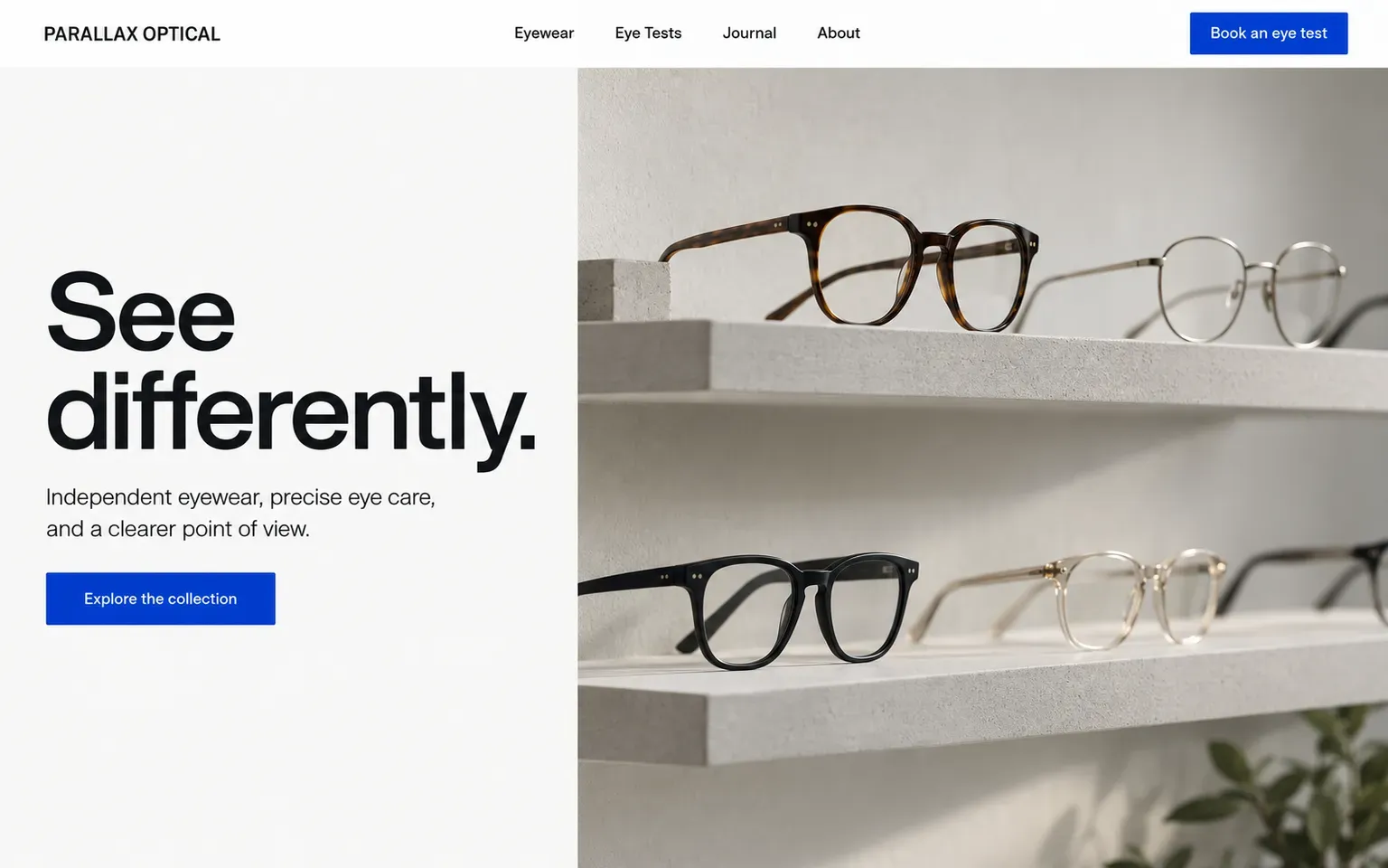 Example website for a independent optician