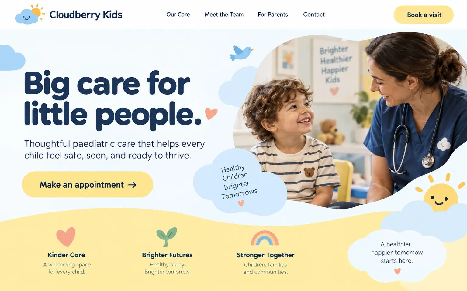 Example website for a children's health clinic