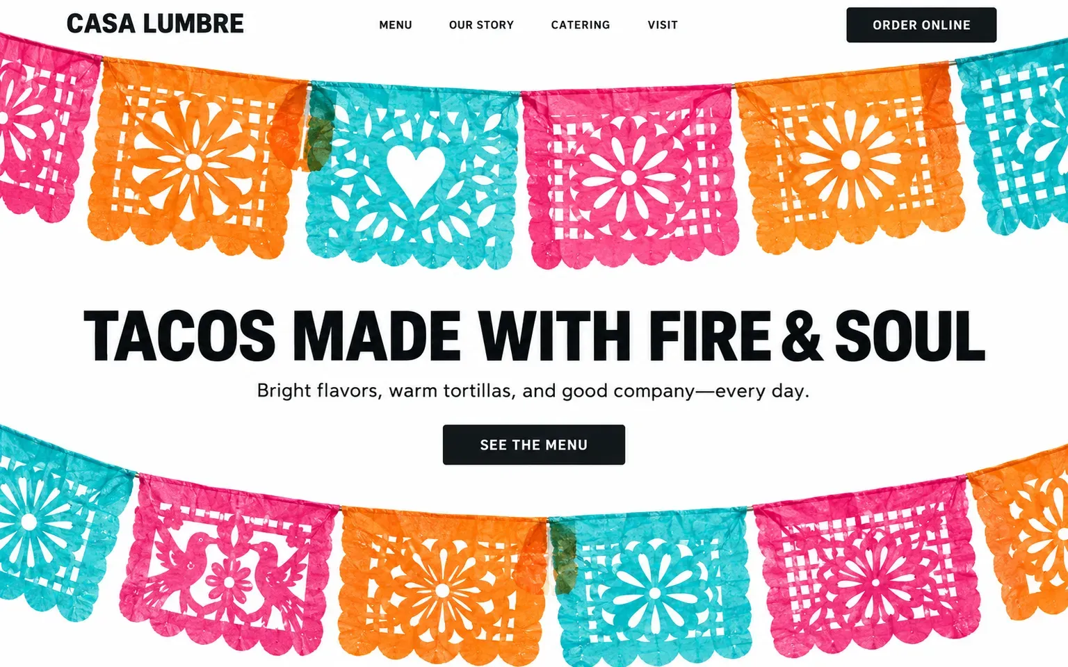 Example website whose artwork is papel picado