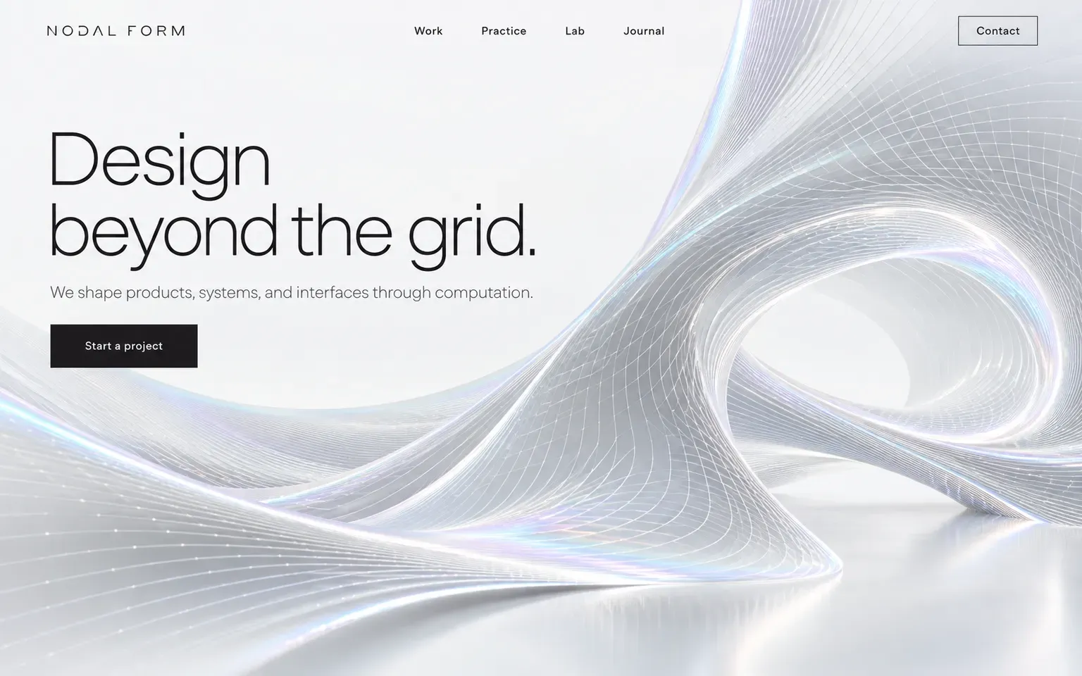 Example website designed in the Parametricism style