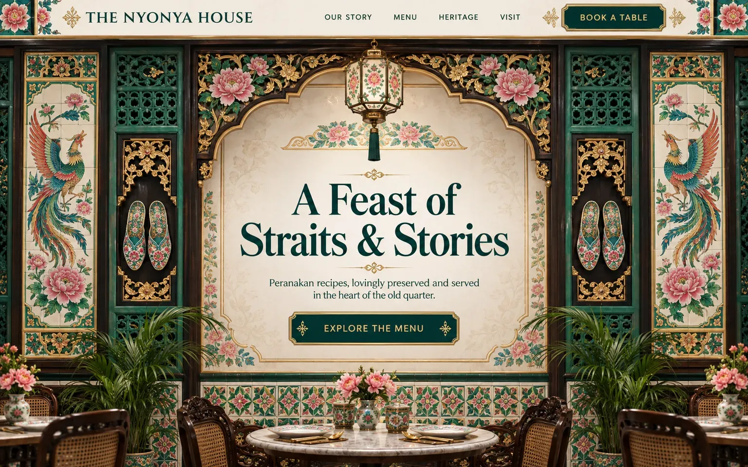 Example website designed in the Peranakan Straits Chinese design style