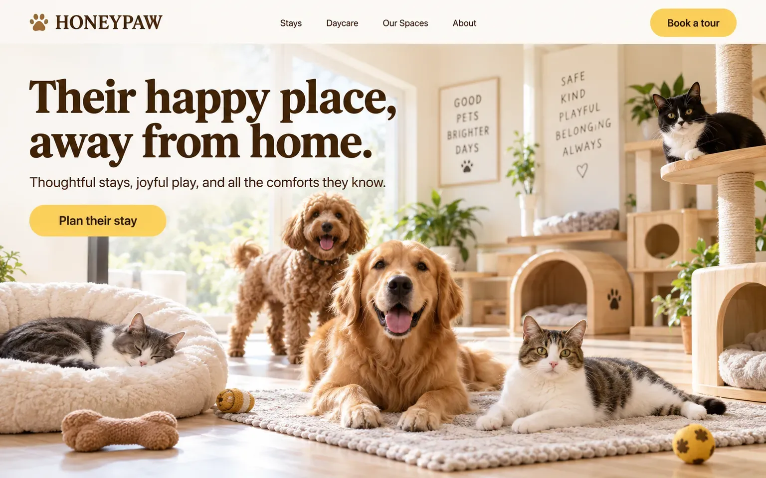 Example website for a pet hotel and boarding