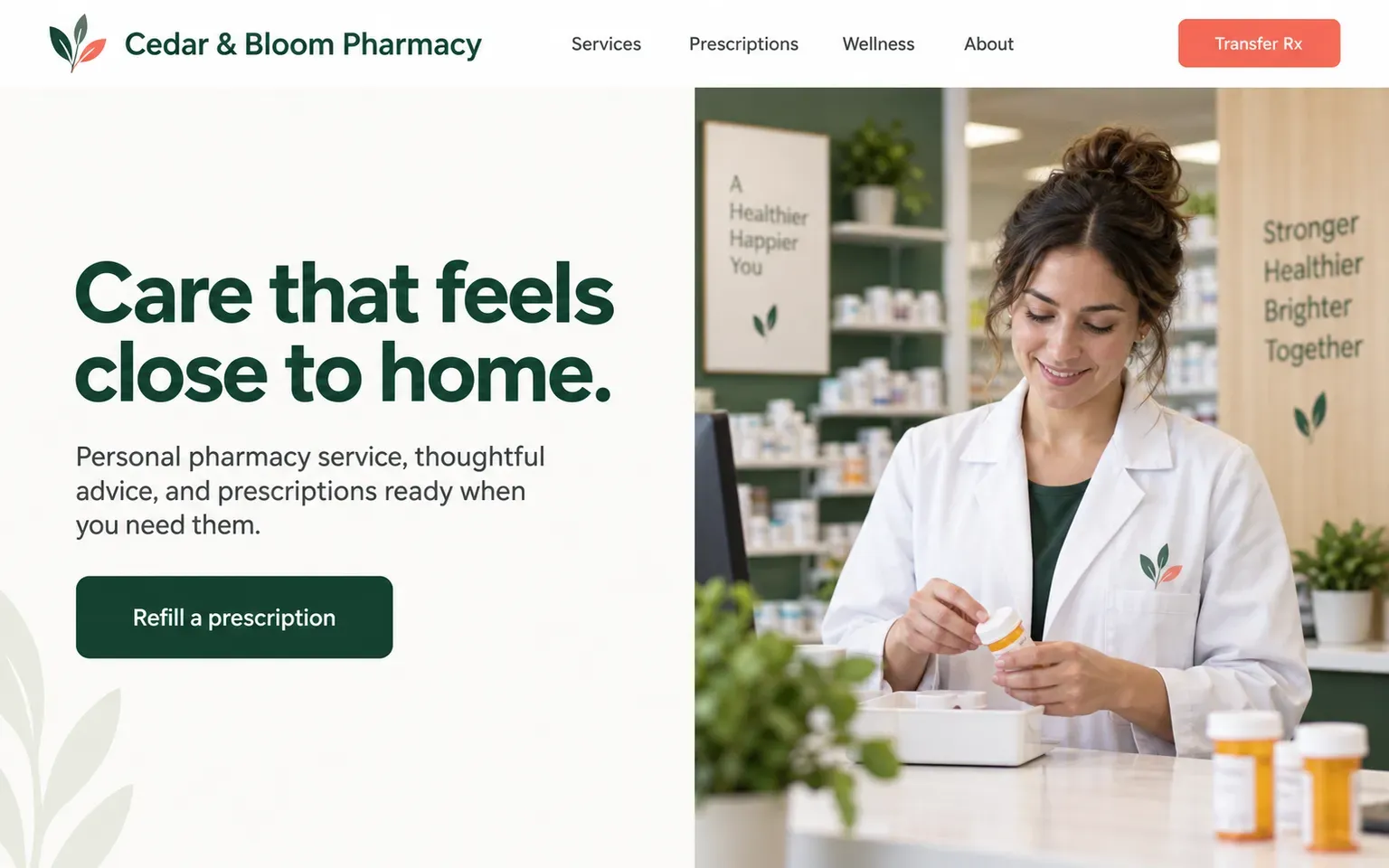 Example website for a independent pharmacy