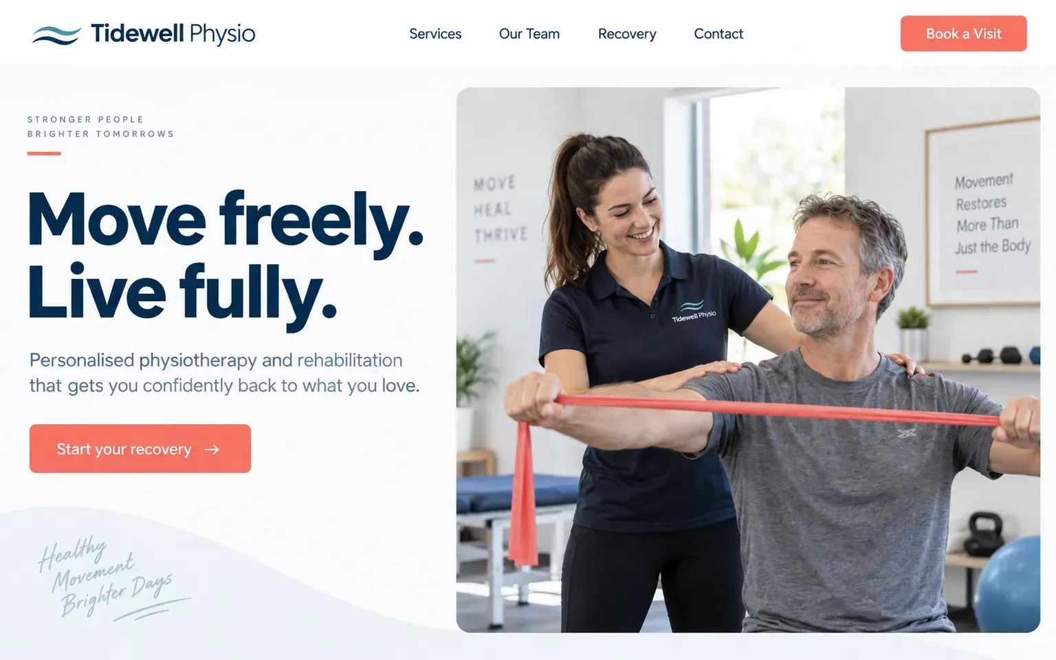 Example website for a physiotherapy and rehab clinic