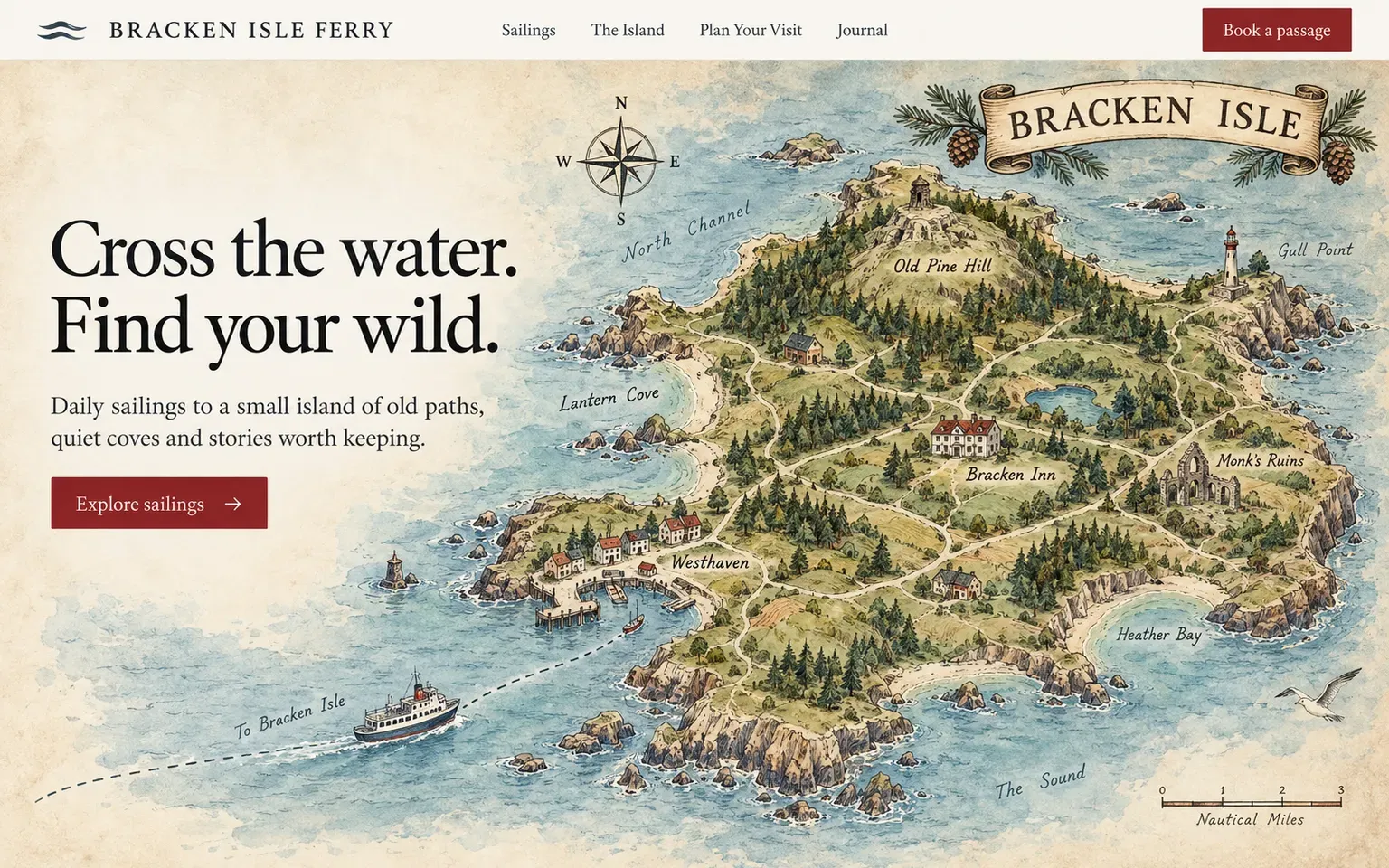 Example website whose artwork is pictorial tourist map