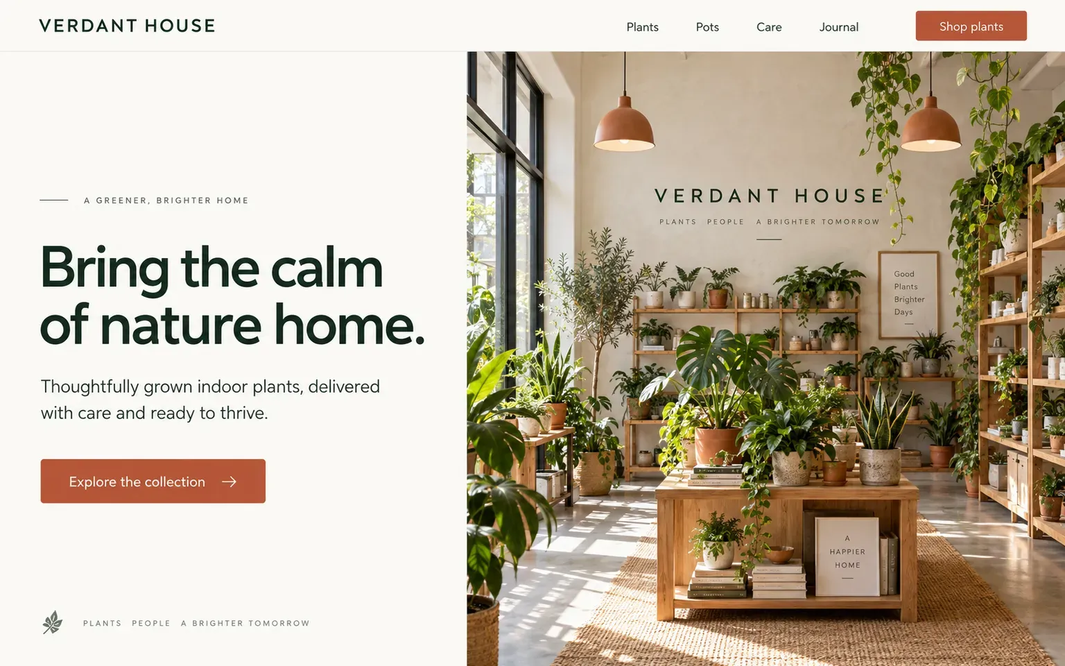 Example website for a indoor plant shop