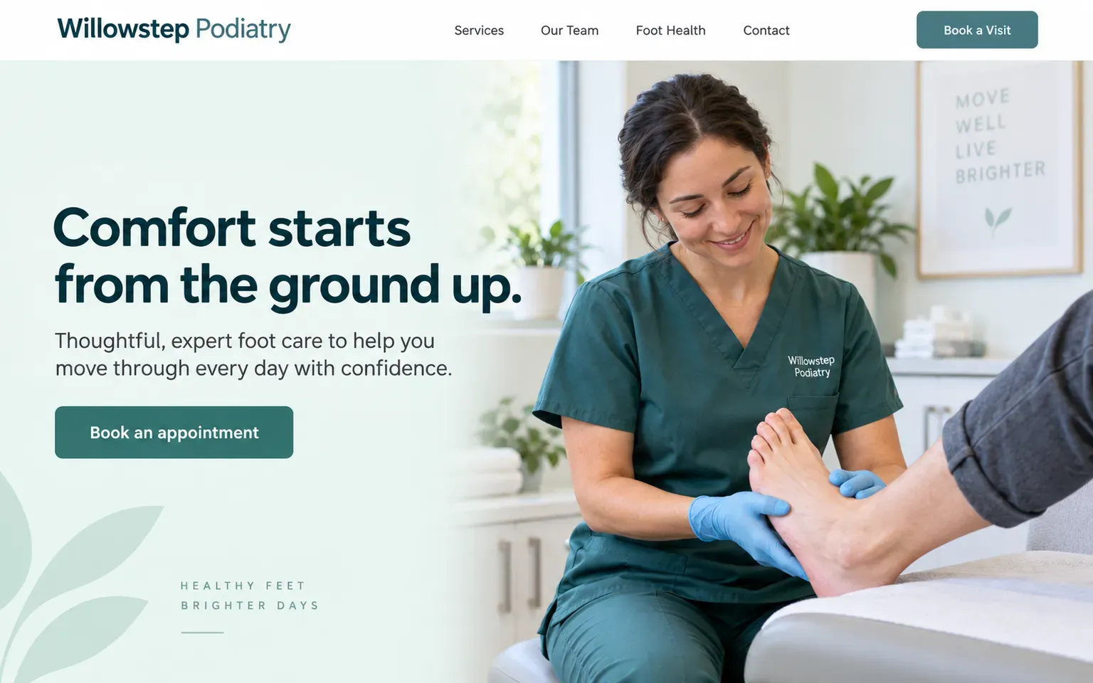 Example website for a podiatry clinic