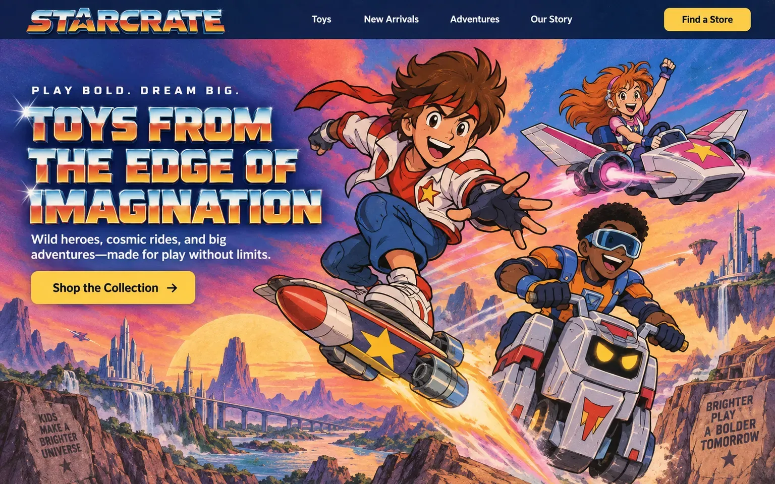 Example website whose artwork is 1980s saturday-morning cartoon art
