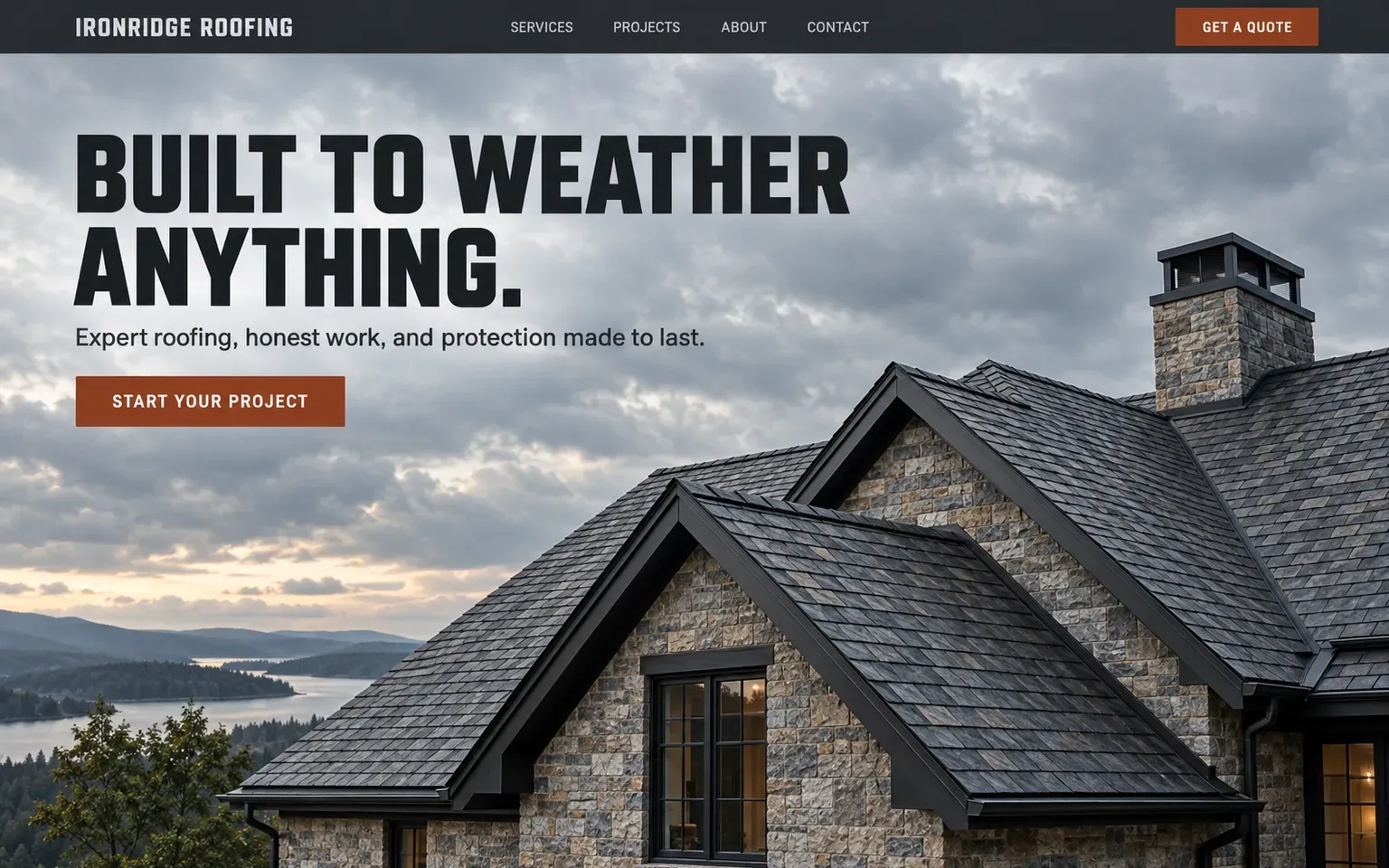 Example website for a roofing contractor