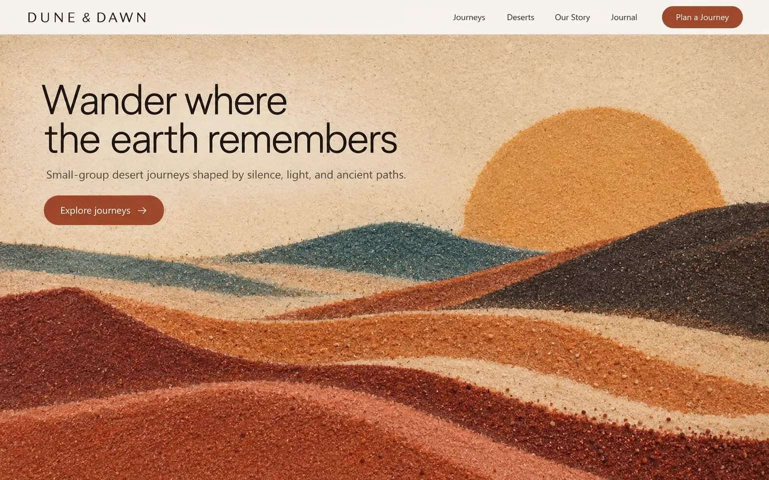 Example website whose artwork is coloured sand art