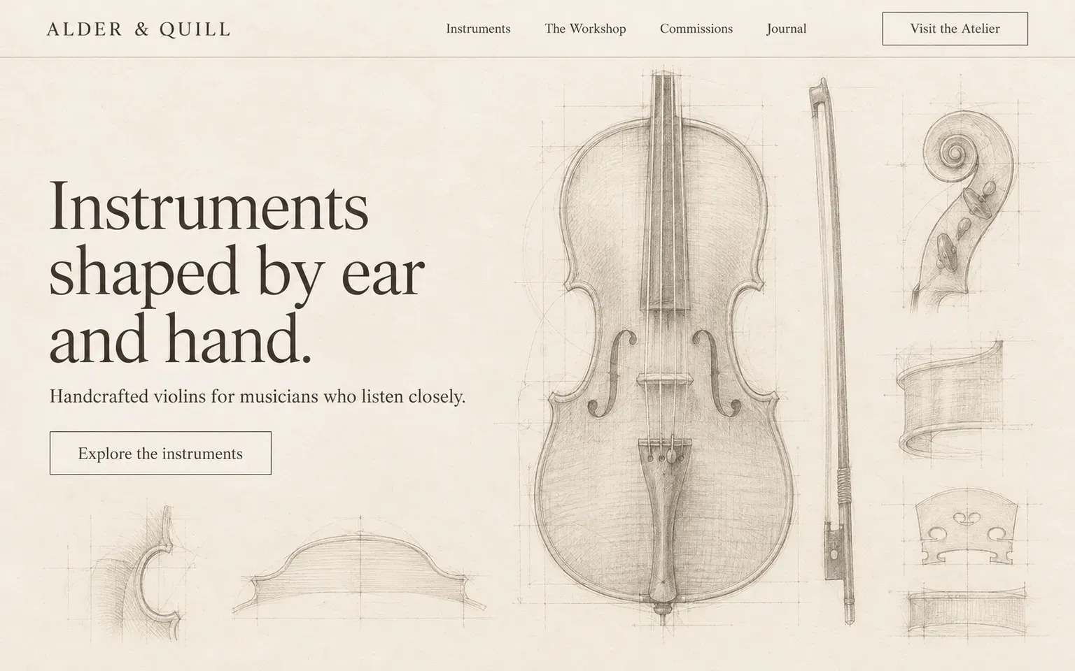 Example website whose artwork is silverpoint drawing