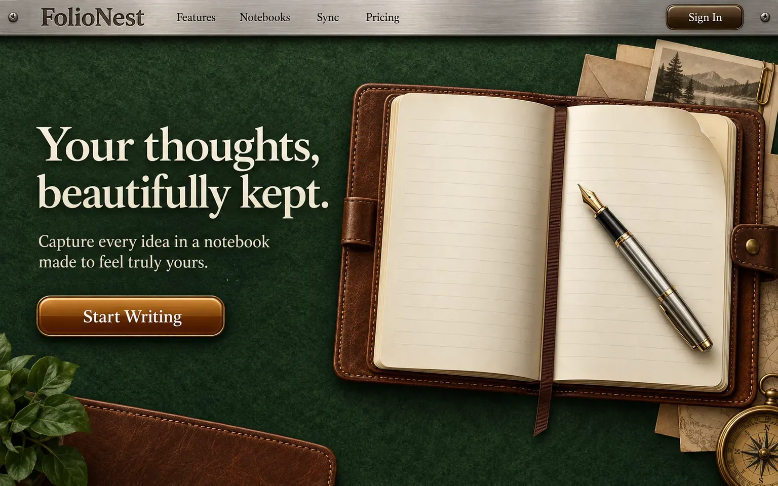 Example website designed in the Early skeuomorphic interface design style